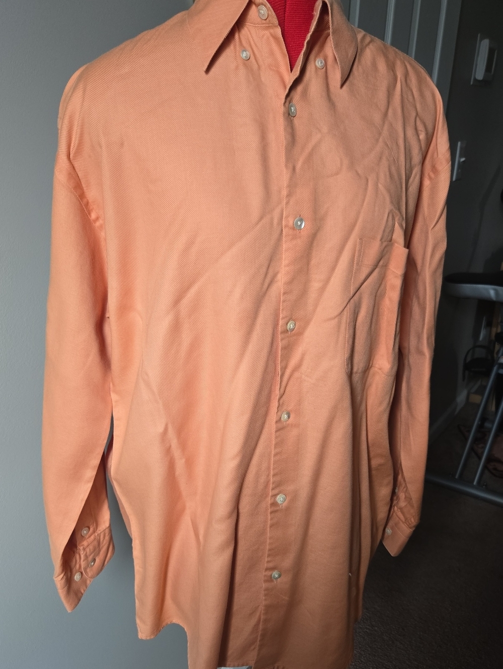 Men's EUC Peach Long-Sleeve Button-Down Shirt